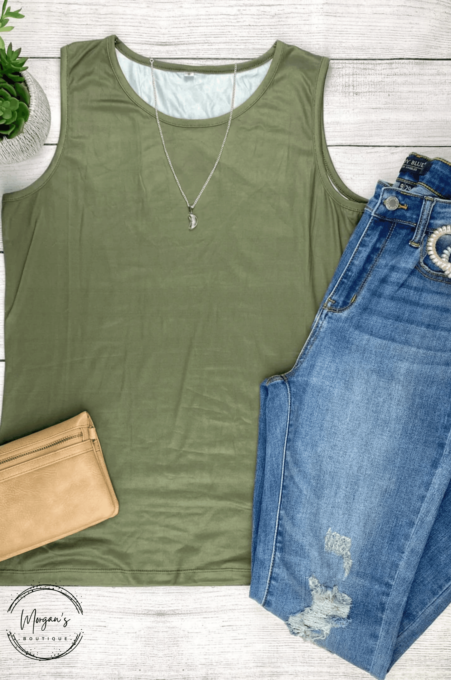Olive Classic Crew Tank