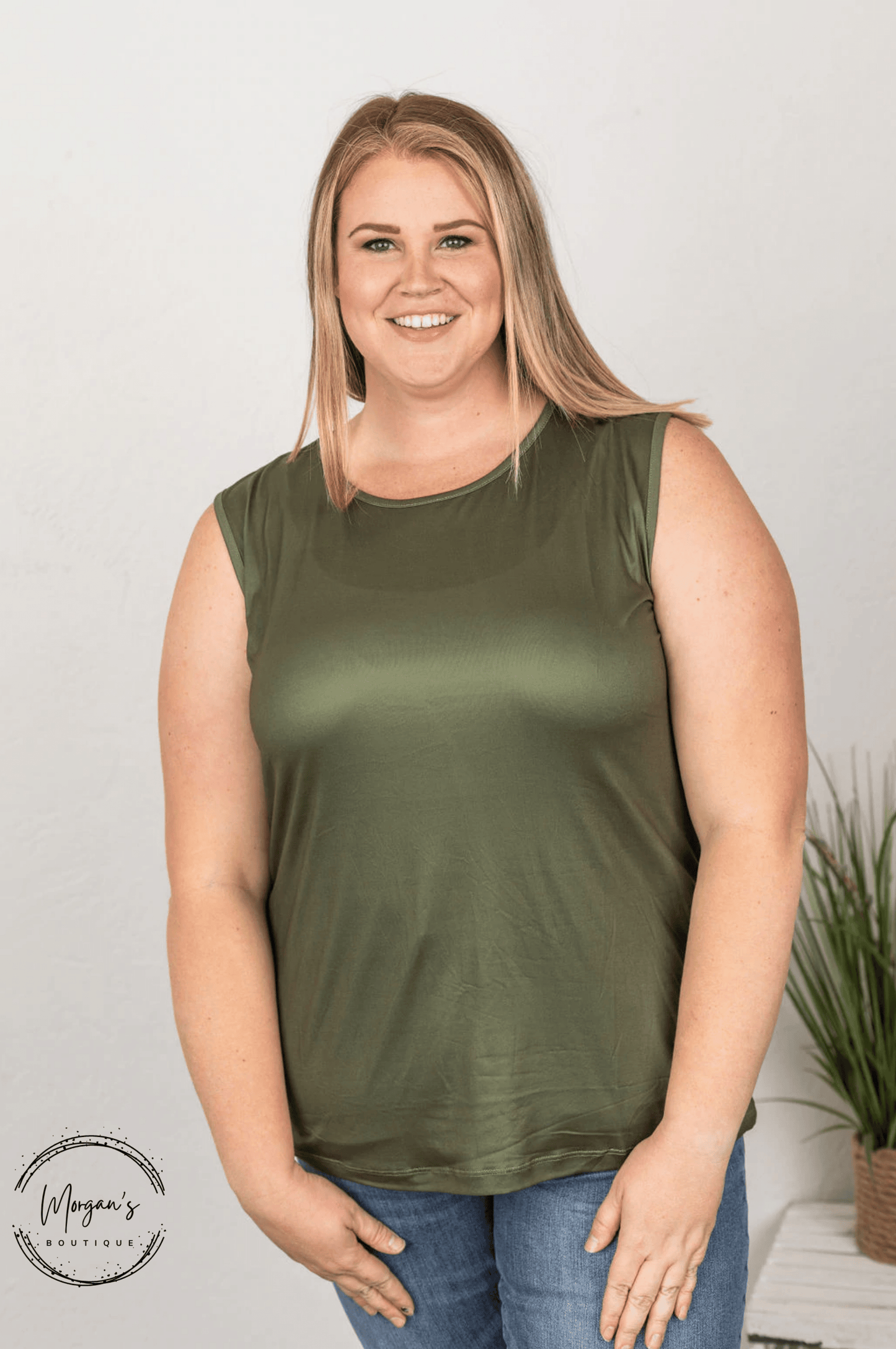 Olive Classic Crew Tank