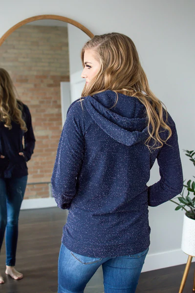 Navy Shimmer Half-Zip Hoodie