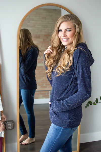 Navy Shimmer Half-Zip Hoodie