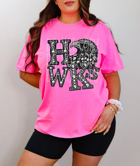 Hawks Rhinestone Mascots Graphic Tee