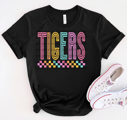 Tigers Colorful Mascot Graphic Tee