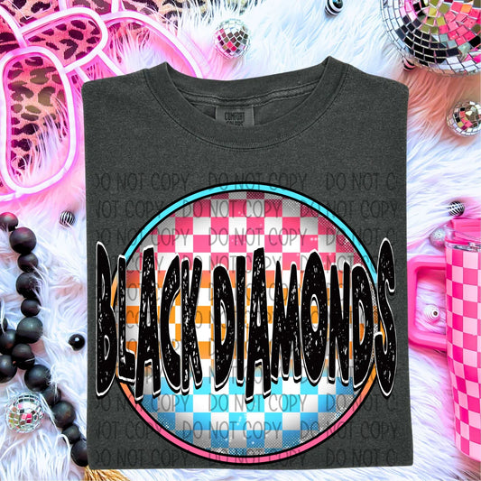 Black Diamonds Checkered Mascots Graphic Tee