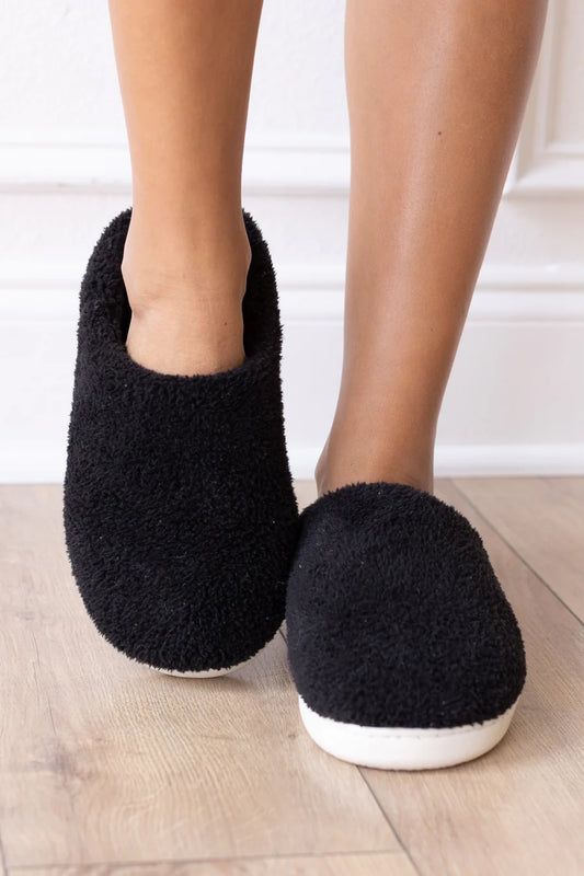 Plush Black Slippers