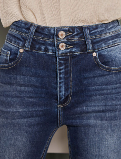 Kan Can High Rise Wide Waistband Skinny Bootcut