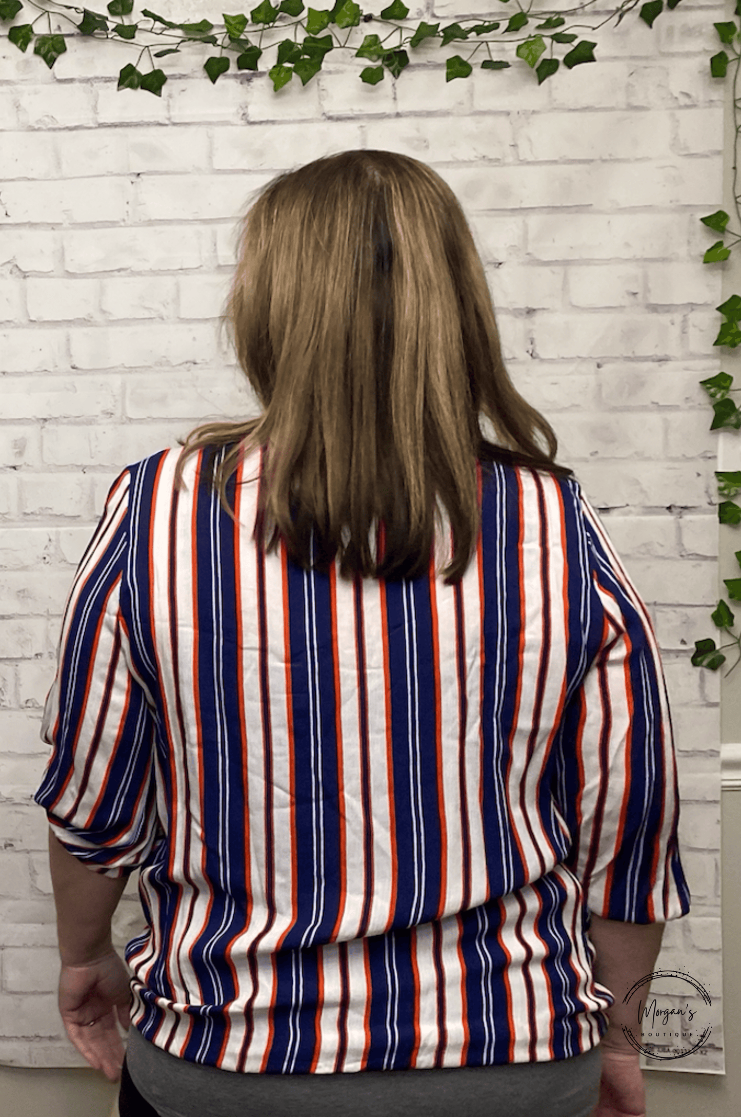 Blue & Red Cross Front Blouse