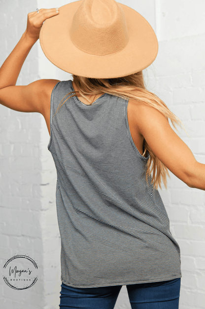 x- summer Black Striped Tank