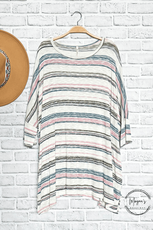 Multi-Color Striped Dolman Top