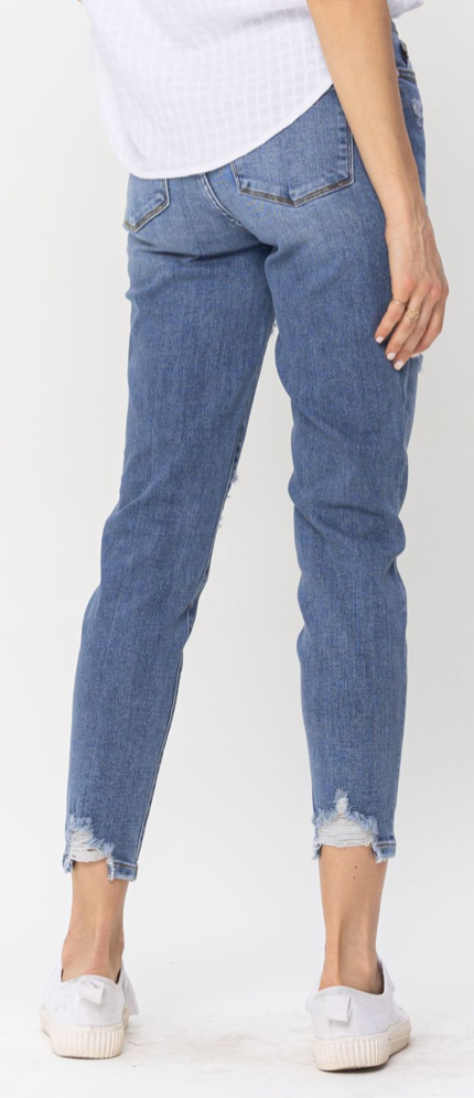 Judy Blue Mid Rise Patched Relaxed Fit