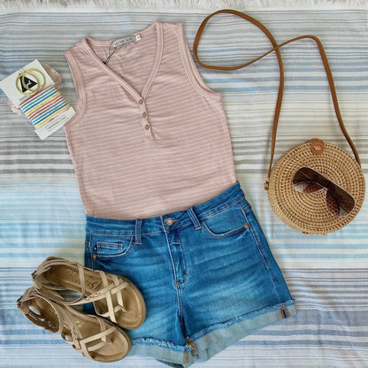 Addison Henley Tank - Blush Pink