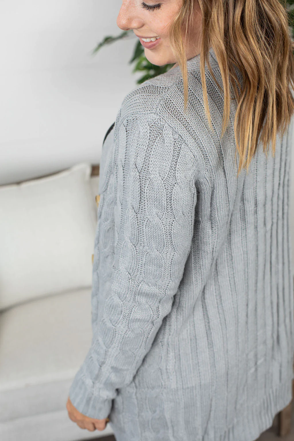 Button Cardigan - Light Grey