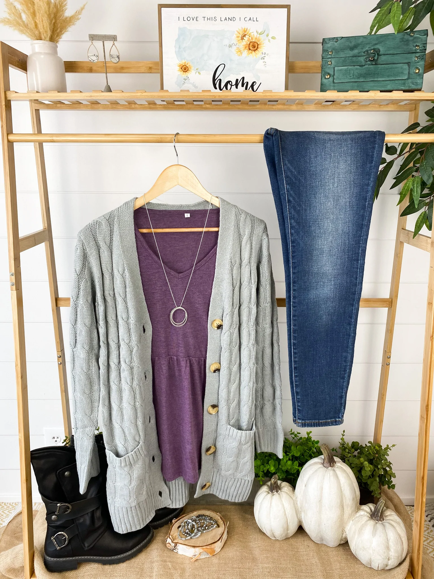Button Cardigan - Light Grey
