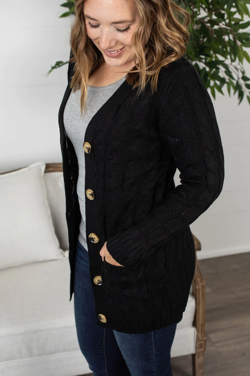 Black Button Cardigan