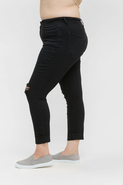 Judy Blue Black Mid Rise Destroyed Slim Fit