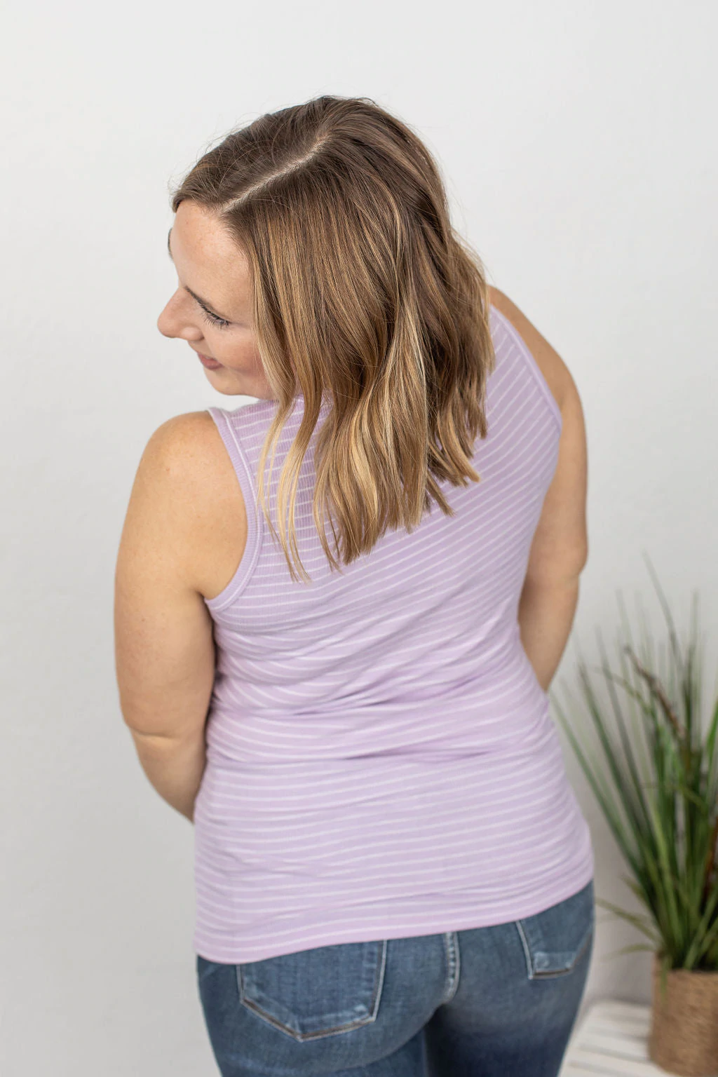 Addison Henley Tank - Lavender Stripe