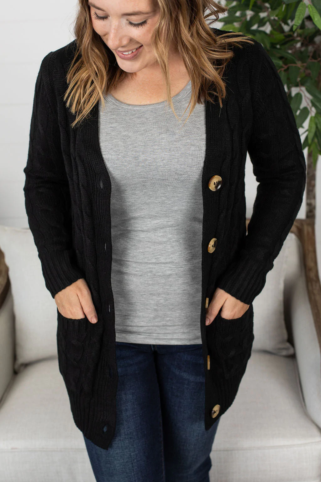 Black Button Cardigan