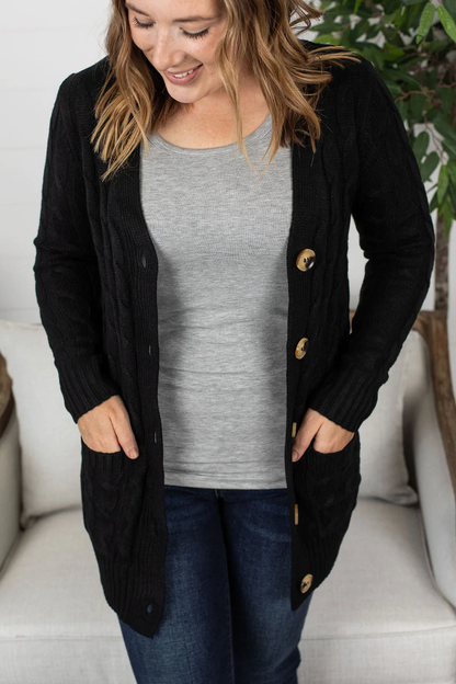 Black Button Cardigan
