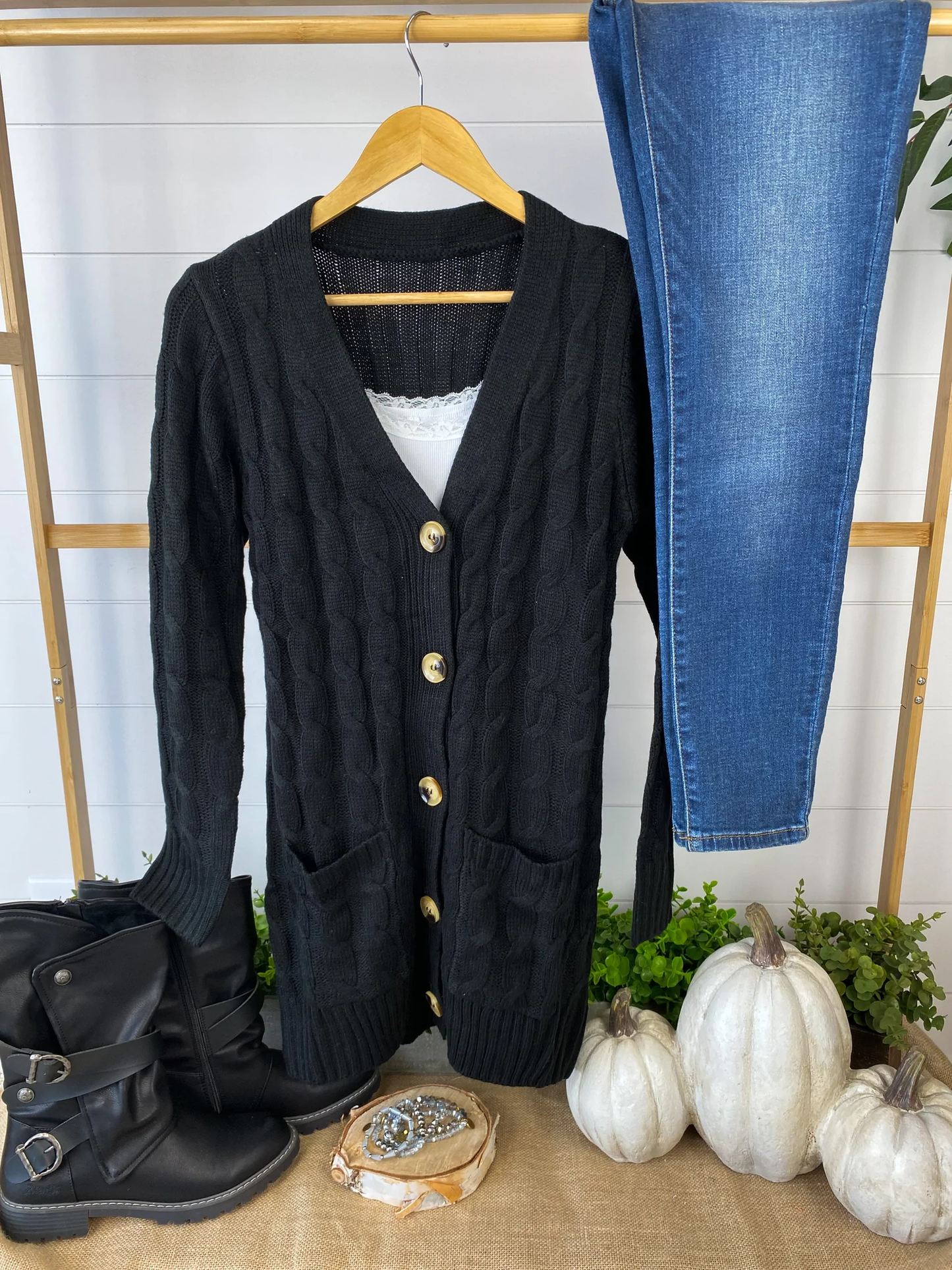 Black Button Cardigan